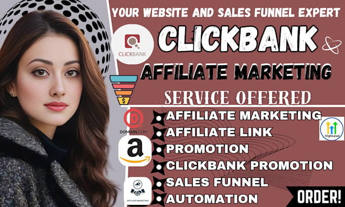 Gig Preview - Do clickbank affiliate marketing, domain integration, clickbank link promotion