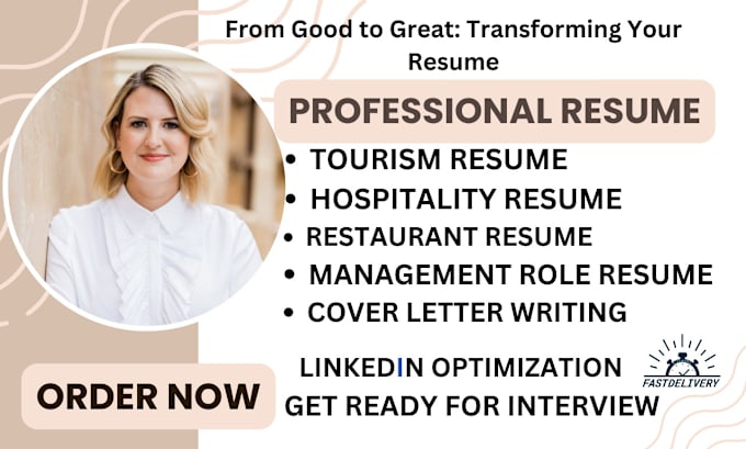 Gig Preview - Write professional hospitality resume restaurant tourism industry role resume