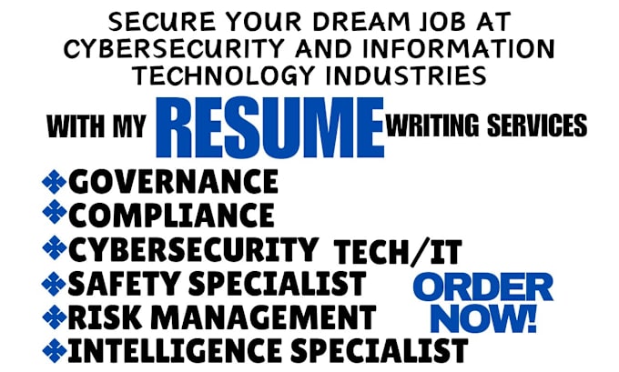 Gig Preview - Write a perfect grc, tech, cybersecurity specialist, intelligence analyst resume