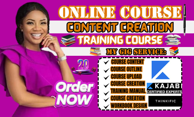 Gig Preview - Create online course content training manual course creation course upload