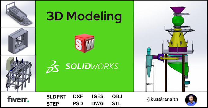 Gig Preview - Design mechanical 3d model, product design, using solidworks