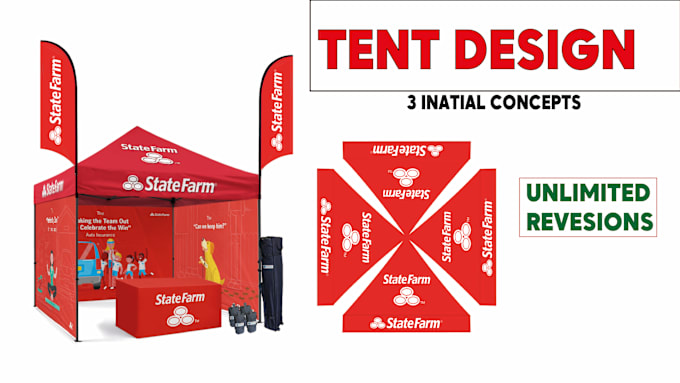 Gig Preview - Do canopy tent design back wall side walls table cover flag