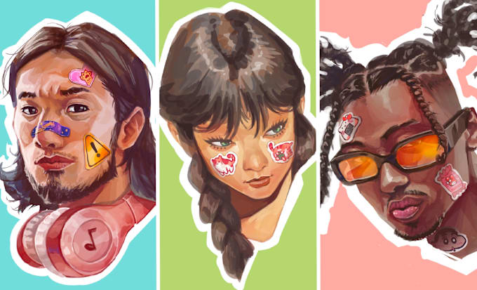 Gig Preview - Draw unique avatar portrait sticker style from your photo