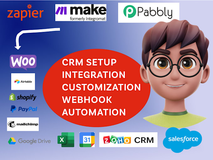 Gig Preview - Create webhook and connect your CRM to other software using zapier