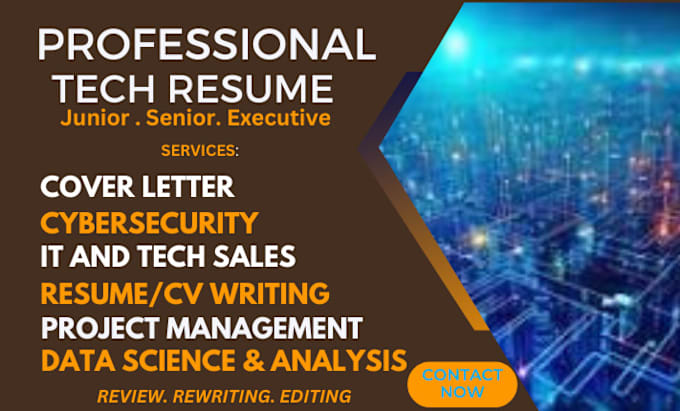 Bestseller - write a professional tech resumes for IT, cybersecurity, data science