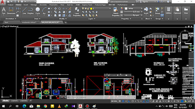 Gig Preview - Draw floor plans, elevation and section in autocad