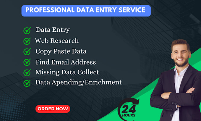 Gig Preview - Do data entry, copy paste, data mining, web research, pdf to excel