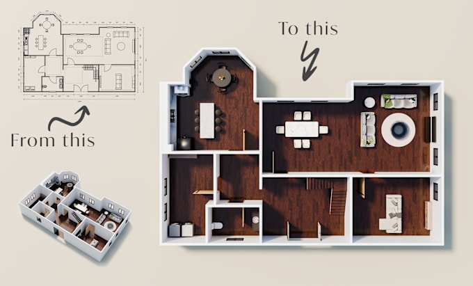 Gig Preview - Convert 2d floor plan into 3d