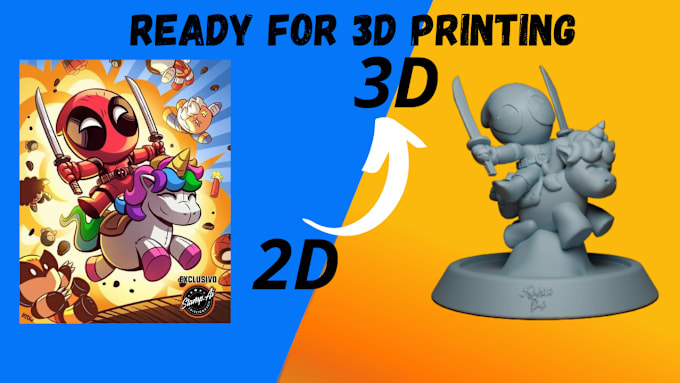 Gig Preview - Transform your character from 2d to 3d ready for 3d printing