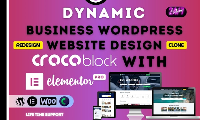 Gig Preview - Build dynamic business wordpress website with crocoblock