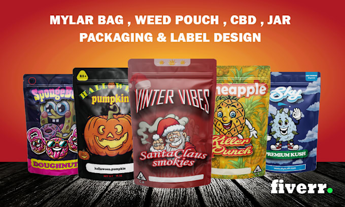 Gig Preview - Design mylar bag, unique weed pouch, jar and cbd product labels