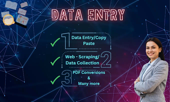 Gig Preview - Do data entry, copy paste, web research, excel data entry, pdf to excel