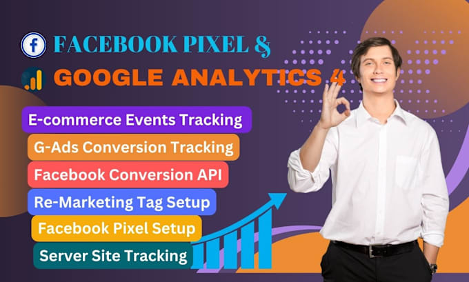 Gig Preview - Setup facebook pixel, google analytics4, conversion API via GTM