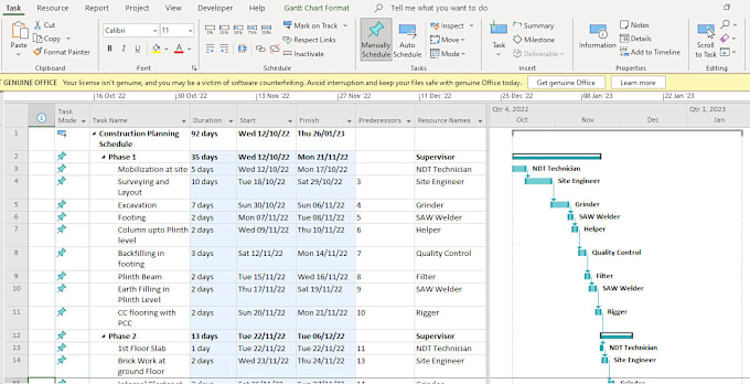 Gig Preview - Create gantt charts, network diagrams, wbs, and scheduling in ms projects