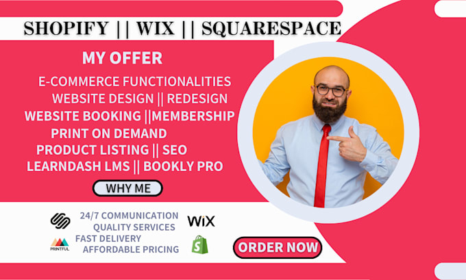 Gig Preview - Redesign squarespace printify printful shopify seo gelato wix learndash booking