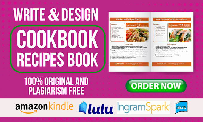 Gig Preview - Write and design amazing food recipes for any cookbook ebook