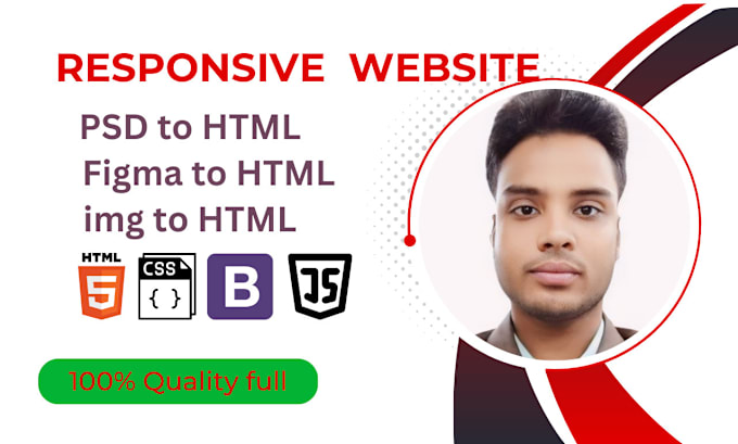 Gig Preview - Create a website responsive PSD to HTML, xd to HTML, and figma to HTML