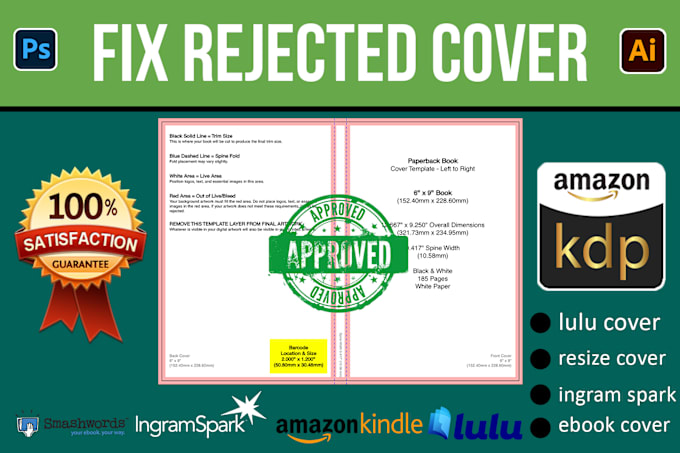 Gig Preview - Do fix, resize, edit, format rejected book cover for KDP, ingram spark, lulu