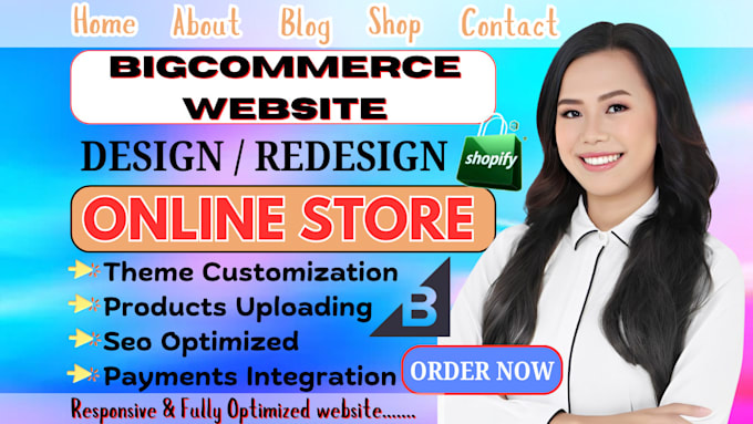 Gig Preview - Create or design bigcommerce online store shopify ecommerce website online shop