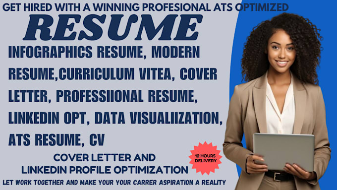 Gig Preview - Write professional ats resume design infographic curriculum cv and cover letter