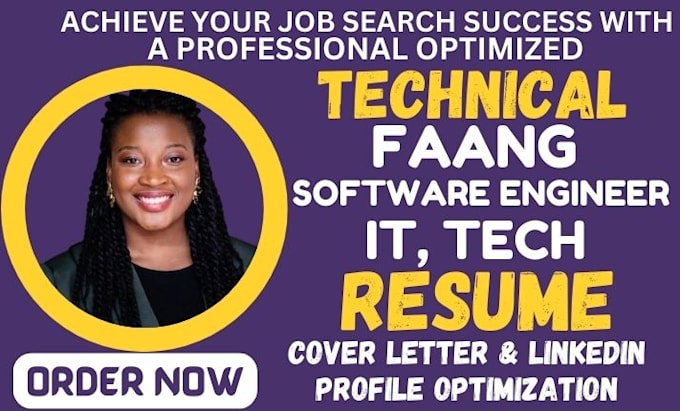 Gig Preview - Write technical, IT, tech, faang, technology, software engineer resume