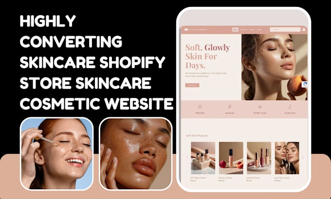 Gig Preview - Design luxury skincare shopify store skincare cosmetics store skincare website