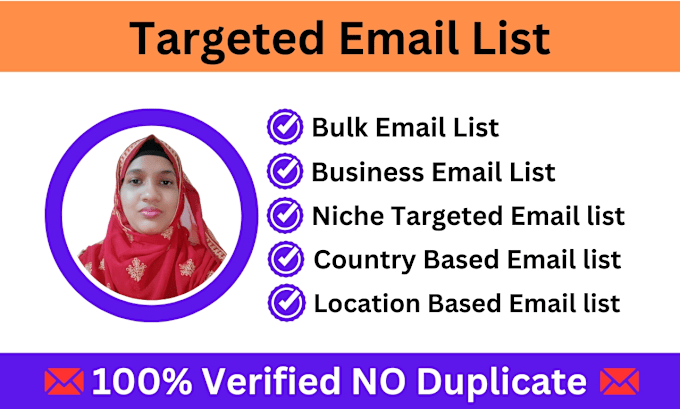 Gig Preview - Provide niches targeted email list to bulk email list for b2b leads