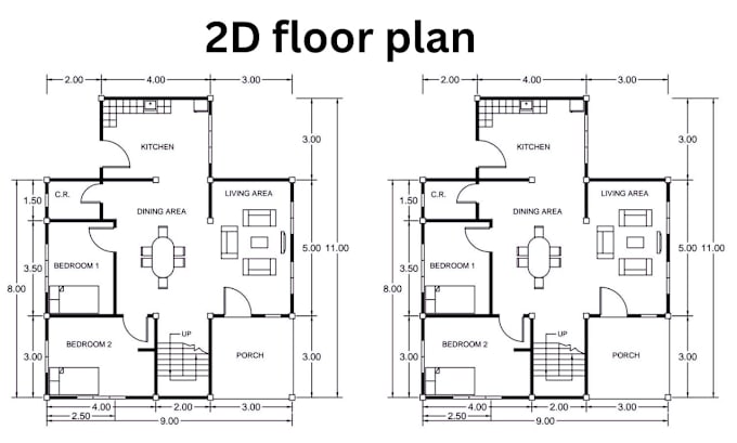 Gig Preview - Do autocad 2d floor plan, house plan, real estate, architectural plan, blueprint