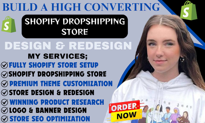 Gig Preview - Create shopify website, shopify dropshipping store or redesign shopify website