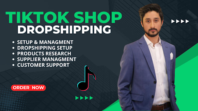 Gig Preview - Set up tik tok shop dropshipping with product hunting, listing, and marketing