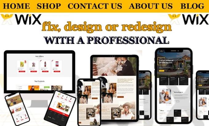 Gig Preview - Design wix website and redesign a business wix website or wix online stores