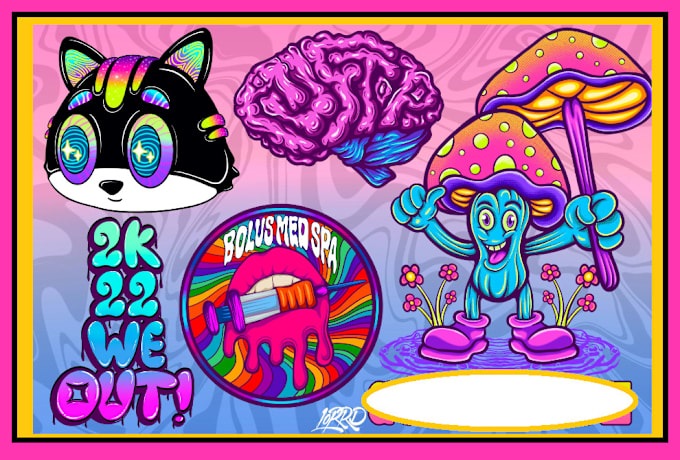 Gig Preview - Create cartoon logo trippy psychedelic hippie retro