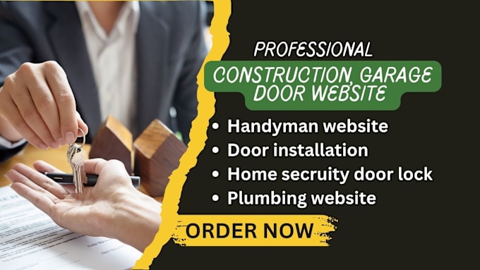 Gig Preview - Construction handyman website, garage door door installation plumbing website