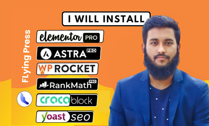 Gig Preview - Install elementor pro, wp rocket, astra pro, yoast, rank math pro and crocoblock