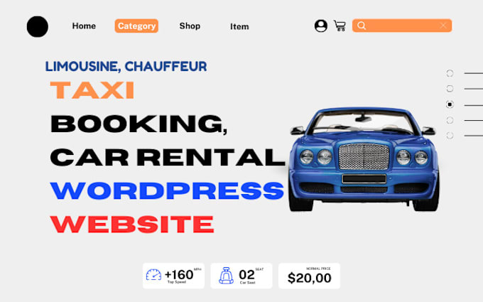 Gig Preview - Build wordpress taxi booking car rental website limousine web chauffeur website