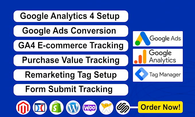 Gig Preview - Google analytics 4 setup, ga4 ecommerce tracking, ads conversion tracking, GTM