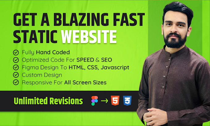 Gig Preview - Create a blazing fast static website and figma to HTML