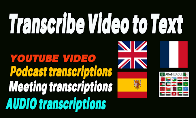 Gig Preview - Transcribe any video in english, spanish and arabic with punctuation