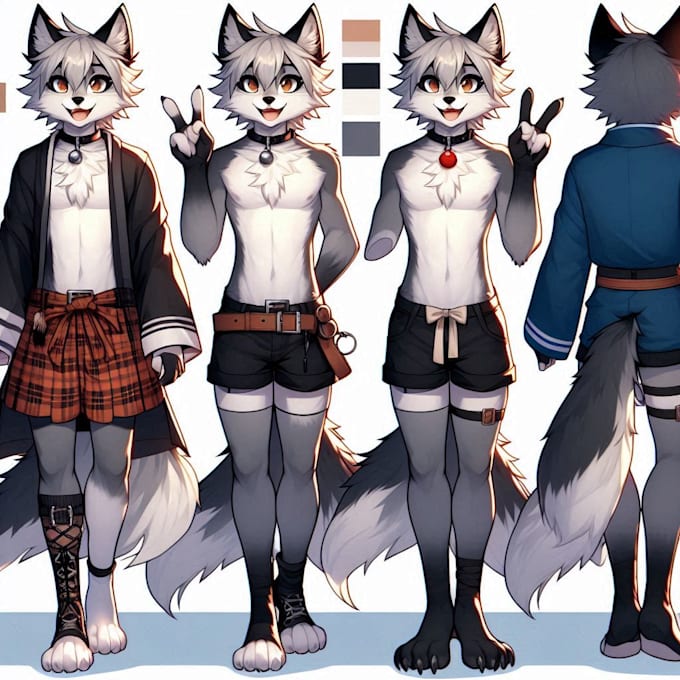 Bestseller - draw anime, furry art reference sheet for your fursona, , oc in anime style