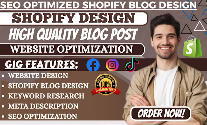 Gig Preview - Design shopify website blog post, shopify dropshipping store, store sales