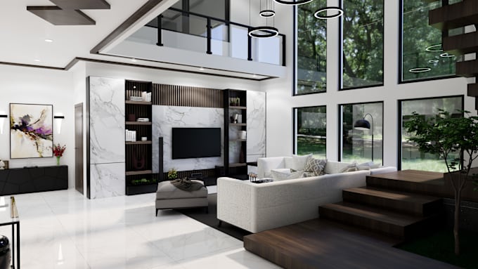 Gig Preview - Do living room interior design and 3d rendering