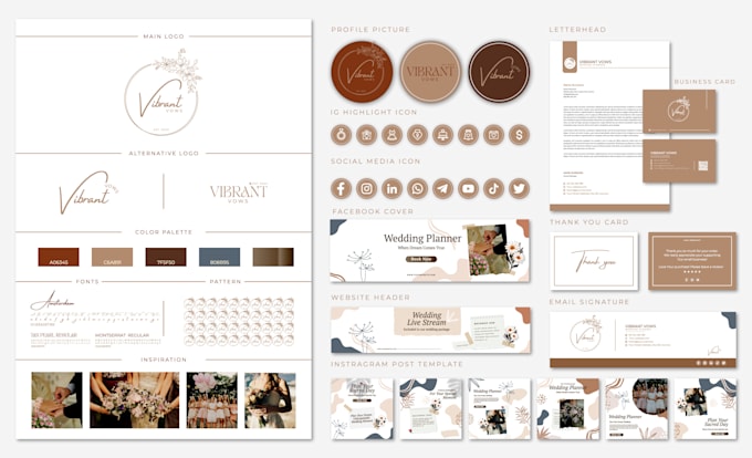 Gig Preview - Create feminine signature logo social media kit and a complete branding kit