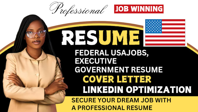 Gig Preview - Create federal, usajobs, executive, government, ats resume and cover letter