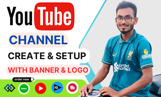 Gig Preview - Create and setup  professional youtube channel with custom logo and banner