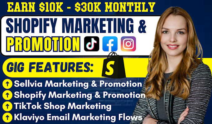 Gig Preview - Boost shopify sales ecommerce sellvia marketing tiktok fb shop shopify prmotion