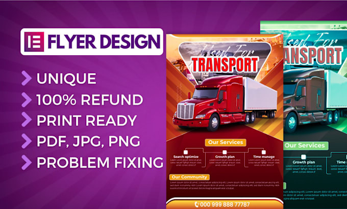 Gig Preview - Do transportation freight broker trucking flyer design