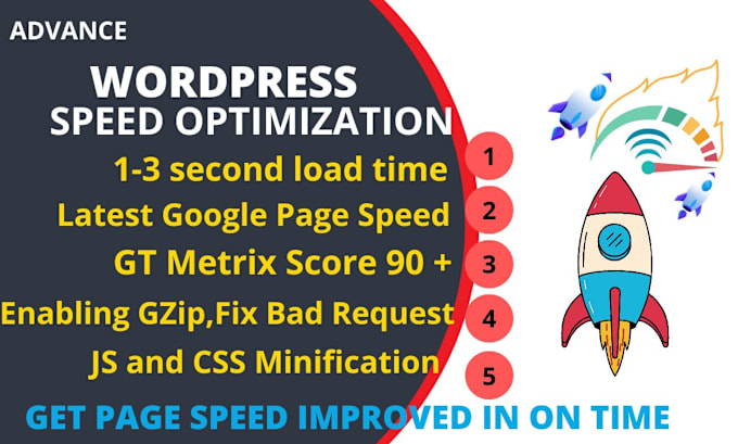 Gig Preview - Increase wordpress speed optimization for google page speed insights