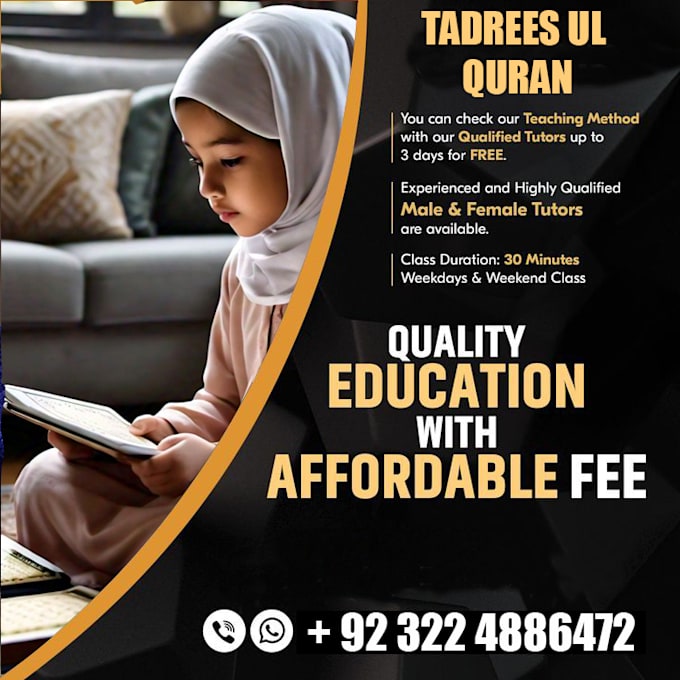 Gig Preview - Be your online quran tutor teacher learn quran hadeth and dua with tajweed