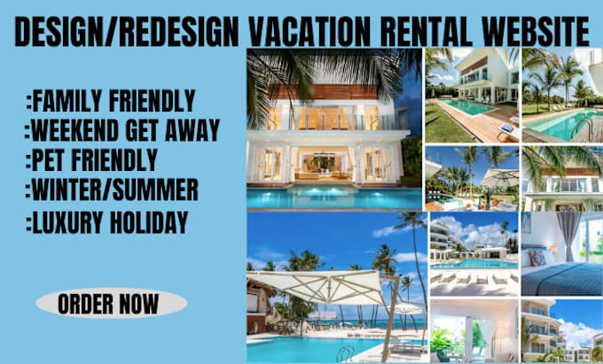 Gig Preview - Build vacation rental vacation website short term website hotel website airbnb