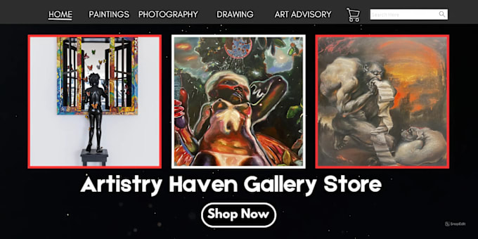 Gig Preview - Art gallery shopify art gallery store art gallery website